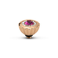 Melano Twisted  Ribbed CZ Stone Rose Gold Plated Fuchsia