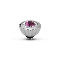 Melano Twisted  Ribbed CZ Stone Silver Plated Fuchsia