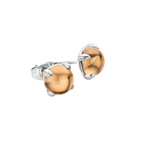 MelanO Friends Oorstekers Edelstaal Zilver 8mm Zirkonia Champagne
