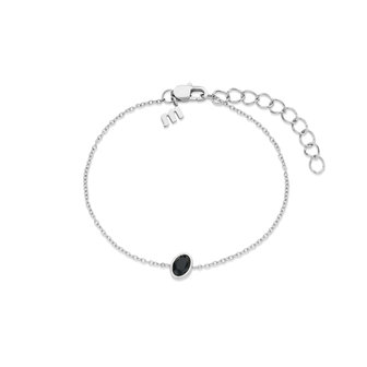 Melano Friends Bracelet Mini Oval Silver-coloured Swarovski Black