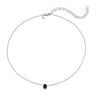 Melano Friends Necklace Oval Silver-coloured Swarovski Black