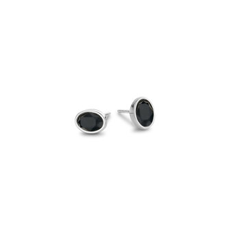 Melano Friends Earrings Oval Silver-coloured Swarovski Black