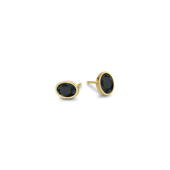 Melano Friends Earrings Oval Gold-coloured Swarovski Black