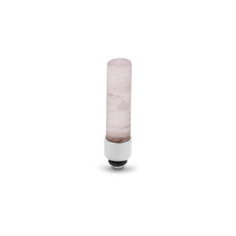 Melano Twisted Meddy Cilinder Zilverkleurig Edelsteen Rose Quartz