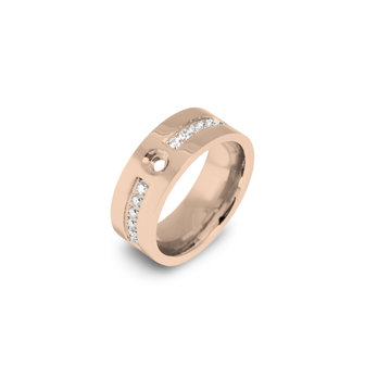 Melano Flat Twisted Zirkonia Ring 8mm Rose Gold coloured