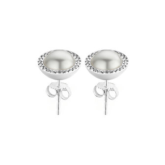 Melano Friends Swarovski&reg; Pearl and CZ earrings Silver Coloured