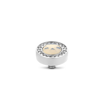 Melano Twisted Halo CZ stone silver plated - White Opal