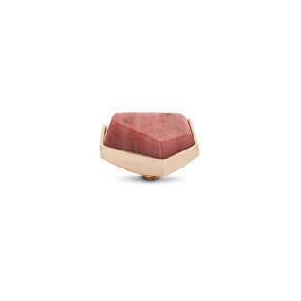 Melano Twisted Geo Gemstone Small steentje rosekleurig - Rhodonite 12mm
