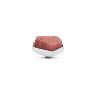Melano Twisted Geo Gemstone Small steentje zilverkleurig - Rhodonite