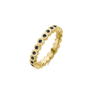 Melano Friends Wave cz ring goudkleurig Black