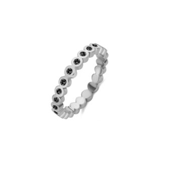 Melano Friends Wave cz ring stainless steel Black