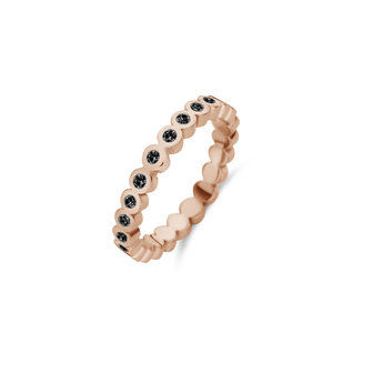 Melano Friends Wave cz ring rose gold plated Black