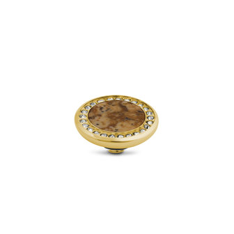 Melano Vivid Crystal Gem stone gold plated - Fossil Coral