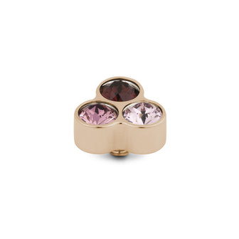 Melano Twisted Trio stone rose gold plated - Pink
