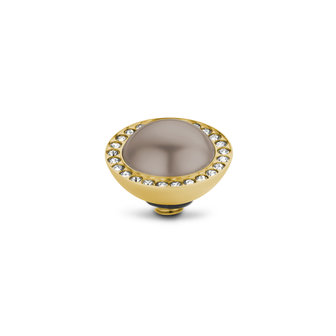 Melano Twisted Crystal Pearl steentje gold plated - Bronze 