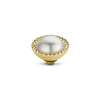 Melano Twisted Crystal Pearl steentje gold plated - White  