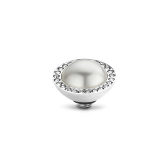 Melano Twisted Crystal Pearl steentje stainless steel - White  