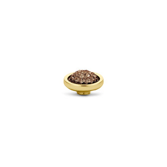 Melano Vivid Shiny steentje goudkleurig - Smoked Topaz 10mm 