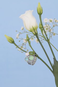 Melano Twisted Resin Baguette steentje Rose Goudkleurig Light Blue - Monta