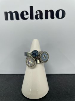 Melano Twisted Resin Crystal CZ steentje Zilverkleurig Light Blue - Light Sapphire