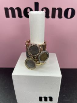 Melano Vivid Engraved Resin Meddy CZ Rose Goldplated Champagne Crystal