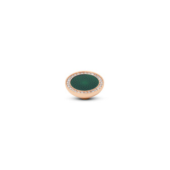 Melano Vivid Engraved Resin Meddy CZ Rose Goldplated Green Crystal