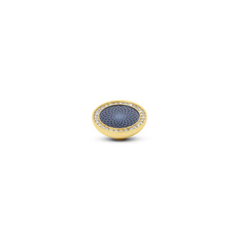 Melano Vivid Engraved Resin Meddy CZ Goldplated Blue Crystal
