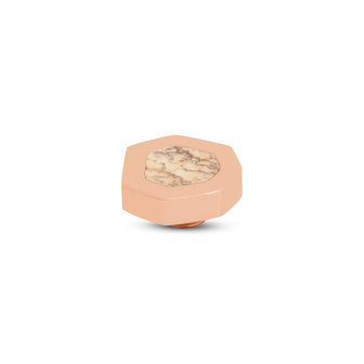 Melano Vivid Heptagon Stone Rose Gold Plated Picture Jasper