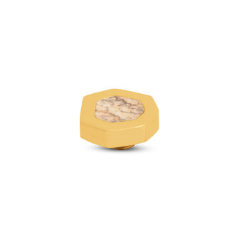 Melano Vivid Heptagon Steentje Goudkleurig Picture Jasper