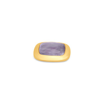 Melano Kosmic Gem Square Small Stone Gold Plated Amethyst