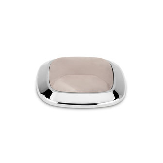 Melano Kosmic Gem Square Large Stone Stainless Steel Light Rose Quartz