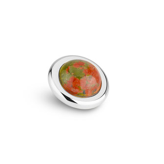 Melano Vivid Rounded Gem Stone Silberfarbenes Rot Carmen