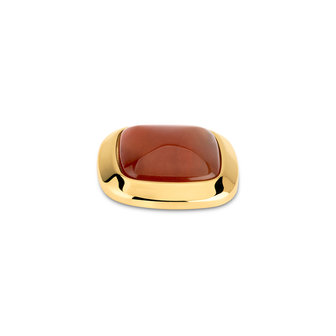 Melano Kosmic Gem Square Large Stone Gold Plated Striped Agate