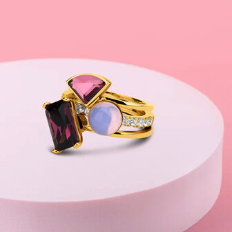 Melano Twisted Baguette Stone Rose Gold Plated Aubergine
