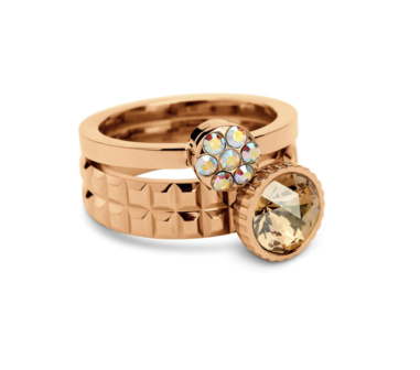 Melano Twisted Ridged Stone Silver Plated Crystal golden shadow