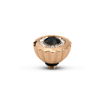 Melano Twisted  Ribbed CZ Stone Rose Gold Plated Black