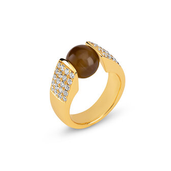 Melano Cateye Ring Zirkonia 18 karat Gold plating