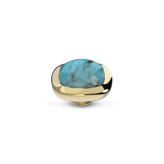 Melano Vivid steentje Goudkleurig Lined Turquoise