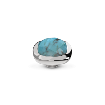 Melano Vivid steentje Zilverkleurig Lined Turquoise