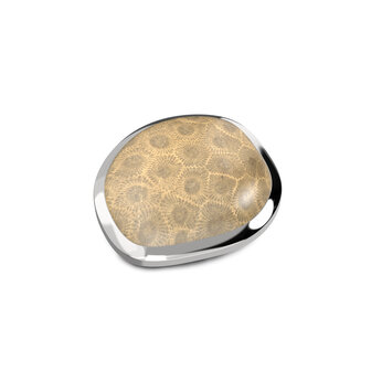 Melano Kosmic  Stainless Steel Shaped Disk Fossil Coral