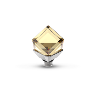 Melano Twisted Steentje Zilverkleurig Cube Crystal Golden Shadow