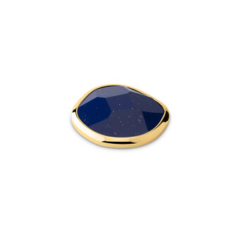 Melano Kosmic Shaped Facet Gem Disk Gold Plated Lapis Lazuli