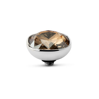Melano Twisted Stone Silver plated Circular Cz Crystal Golden Shadow