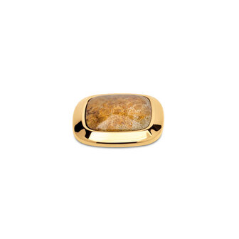 Melano Kosmic Gem Square Large Stone Gold Plated Fossil Coral