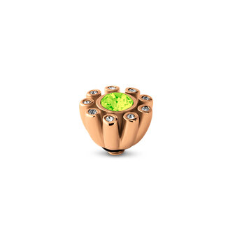 Melano Twisted Stone Rose Gold plated Petal Cz Citrus green