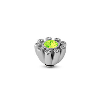 Melano Twisted Stone Silver plated Petal Cz Citrus green
