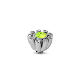 Melano Twisted Steentje Zilverkleurig Petal Cz Citrus green