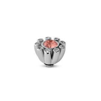 Melano Twisted Stone Silver plated Petal Cz Rose peach