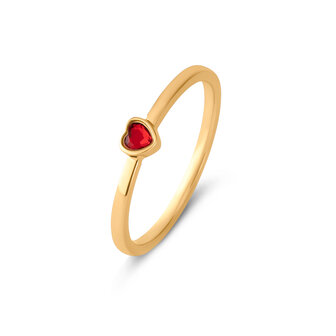 Melano Friends Amour Ring Goudkleurig CZ Ruby Red