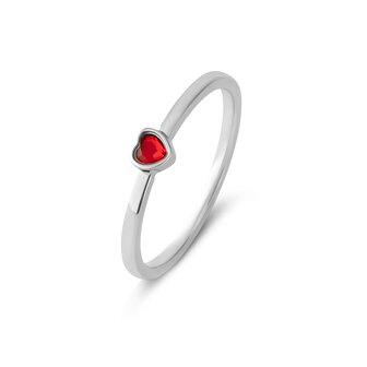 Melano Friends Amour Ring Silberfarbe CZ Ruby Red
